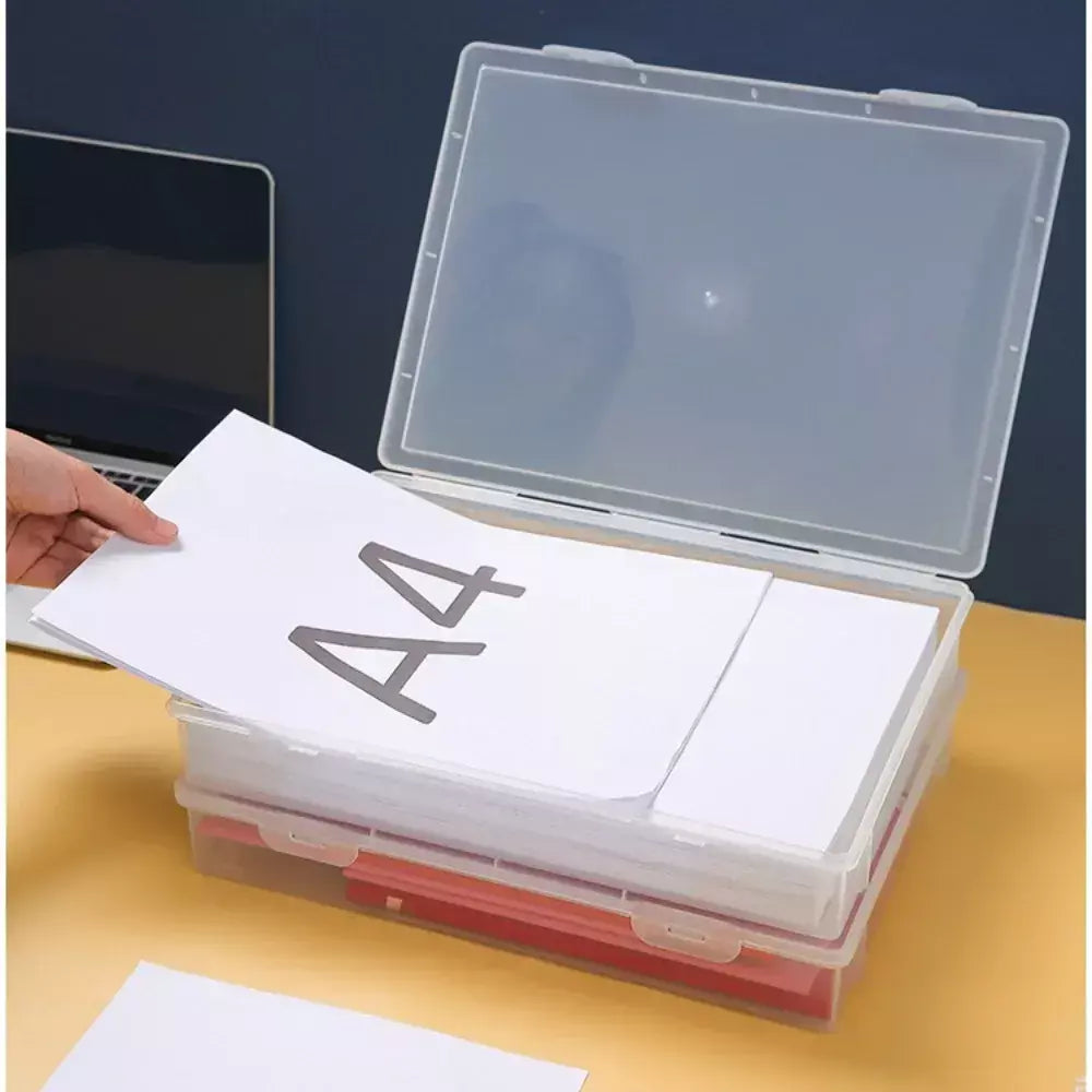 Organizador de documentos de plástico organizado caixa de armazenamento de formato quadrado transparente caixa de organização A4
