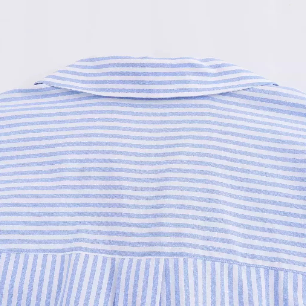 TRAF-Blusa Feminina de Algodão Lapela de Peito Único, Camisa Feminina, Tops de Manga Comprida Oxford, Chique Street Clothing, Moda Primavera