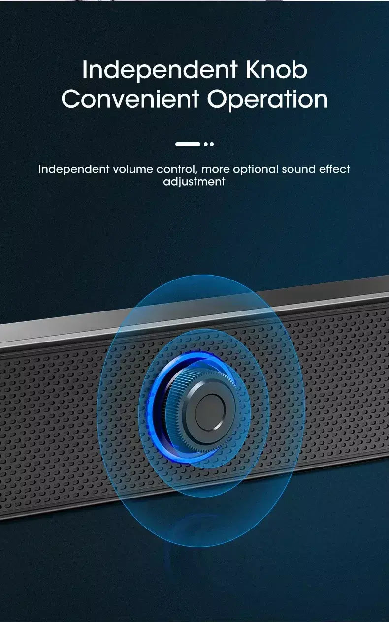 Barra de som para pc, com fio e sem fio, bluetooth, alimentado por usb, para tv, pc, laptop, jogos, home theater, sistema de áudio surround