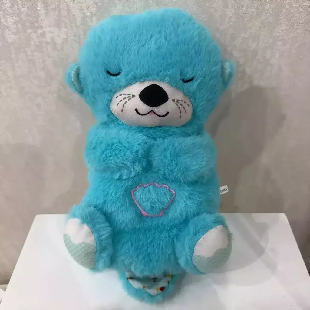 Baby Breath Bear Calmante Otter Plush Toy, Criança Calmante Música, Companheiro do sono, Som e Luz, Presentes de boneca