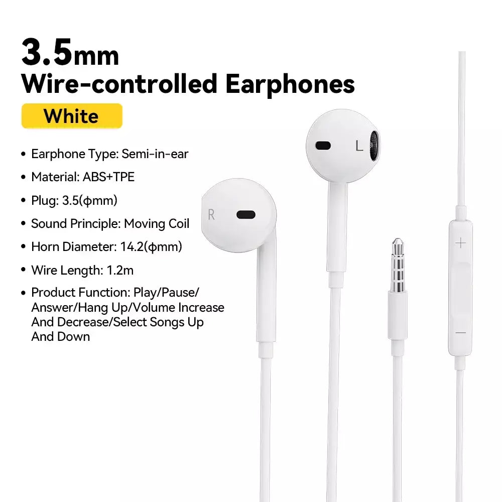Essager 3.5mm fones de ouvido com fio no ouvido fones de ouvido com fio com microfone estéreo esportes controle em linha para telefones