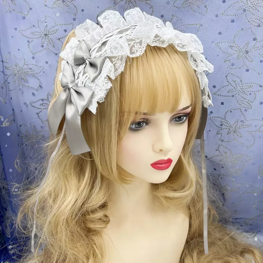 Laço japonês fita Lolita cocar, orelhas na cabeça bandana, empregada anime cosplay acessórios para o cabelo, 2024