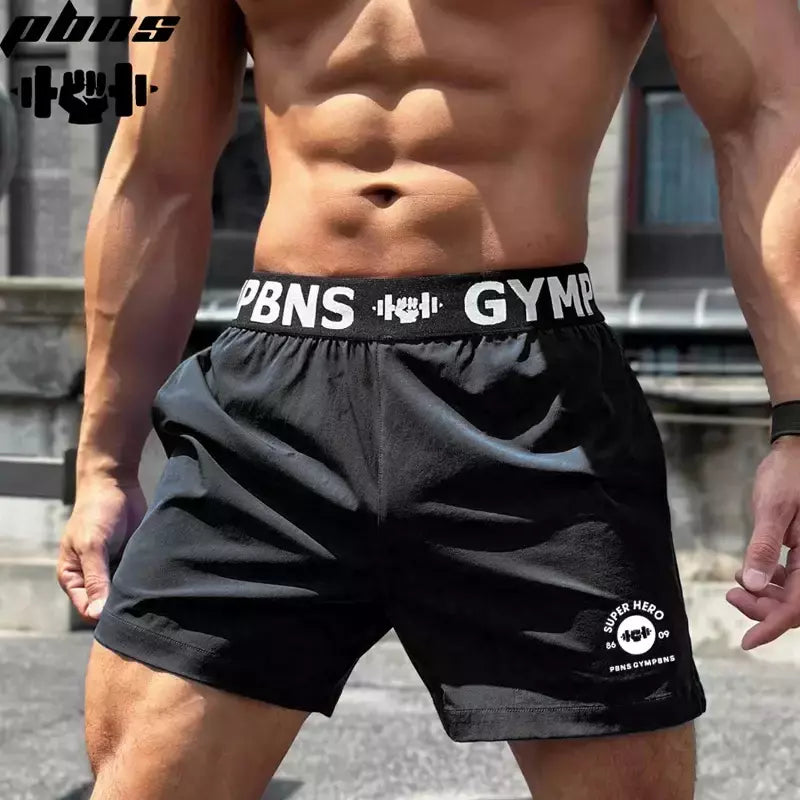 Calções Esportivos de Verão Masculino, Fitness Três Pontos, Treinamento, Rapidamente Secagem, Tecido, Lazer, Corrida, Lazer, Treinamento