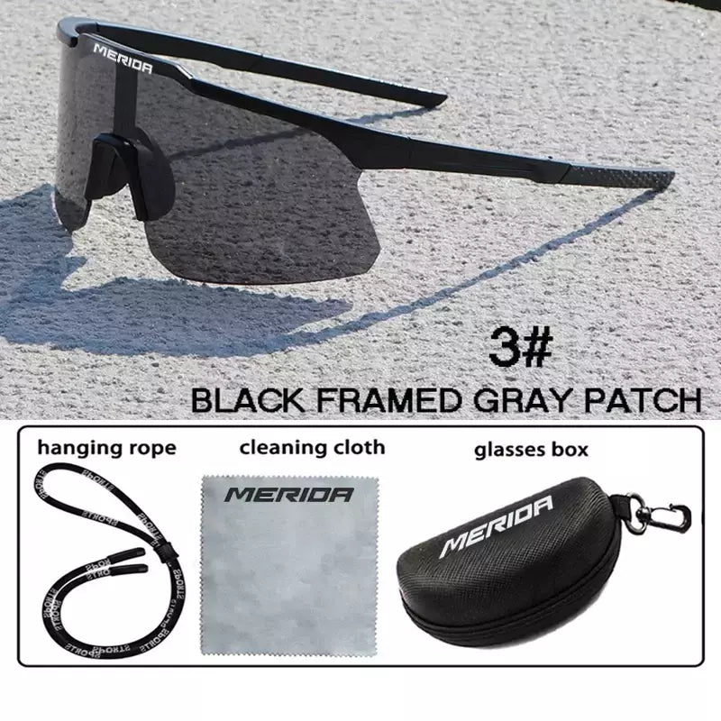 Merida-Óculos de sol para homens e mulheres, óculos esportivos, UV400, óculos de equitação, mountain bike, bicicleta de estrada, lentes ao ar livre com estojo