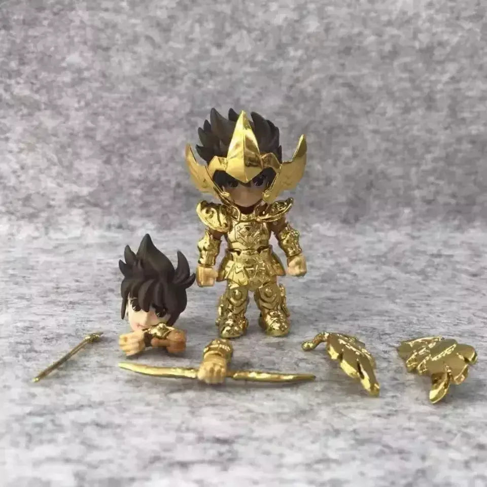Em estoque versão q de saint seiya figura dos desenhos animados leo sagitário virgo articulações são modelo móvel ornamentos brinquedo presente de natal