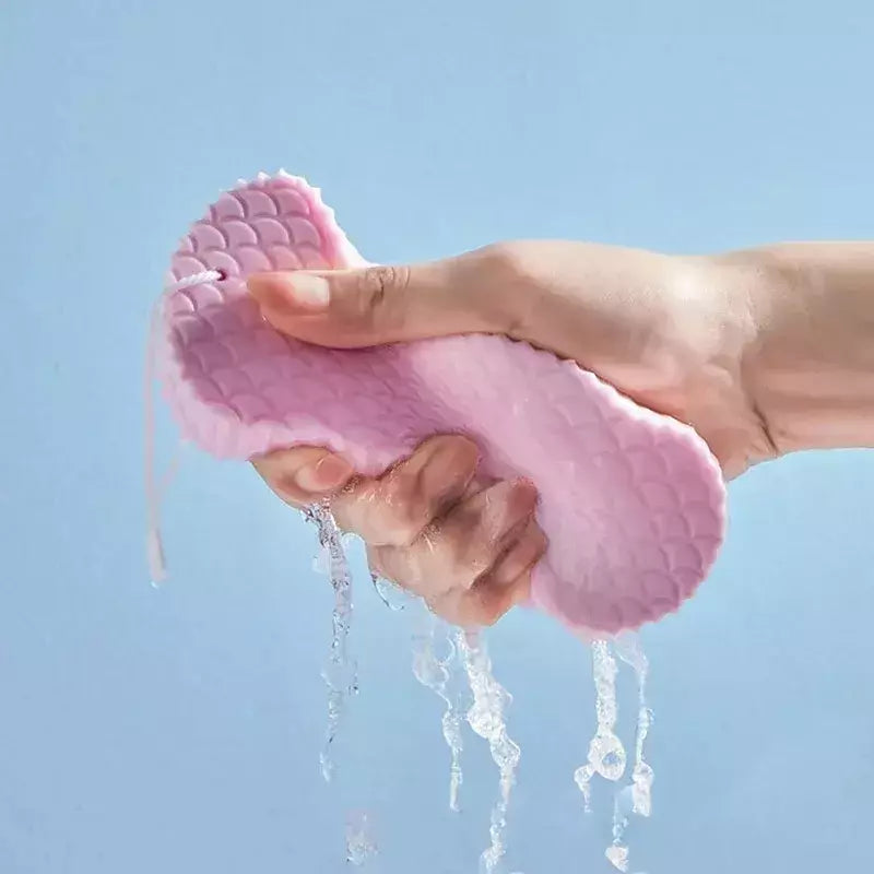 O purificador exfoliating do corpo, esponja macia, escova do chuveiro, removedor da pele, banho, esfrega, 1PC
