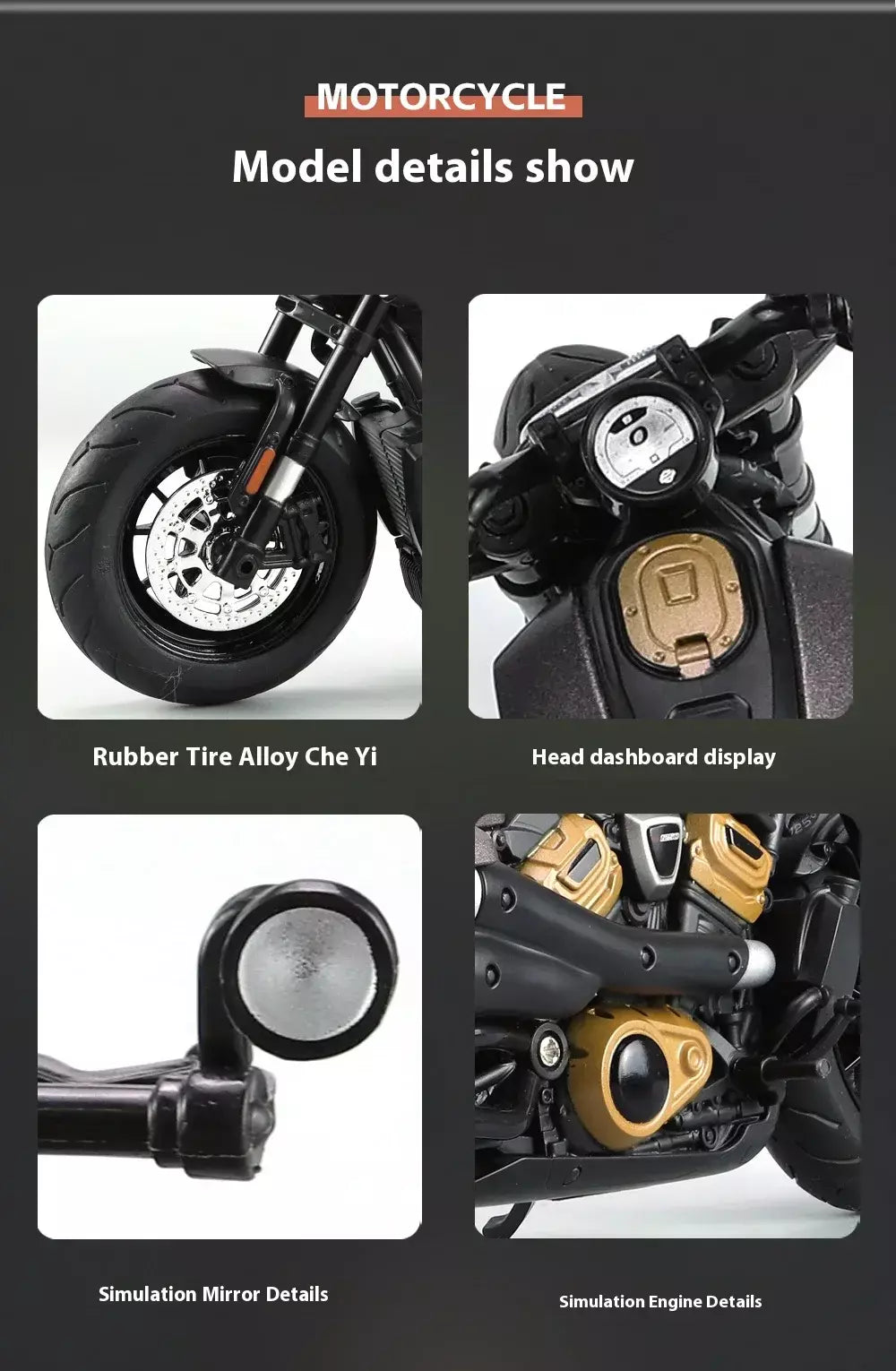 Simulação 1/12 davidson SPORTSTER-S motocicleta de liga off-road, ornamentos de modelo para crianças brinquedos para meninos presentes de feriado