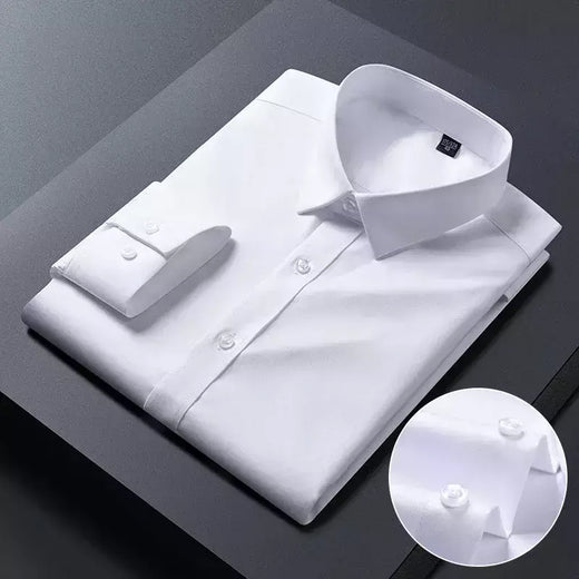 Homens de Manga Longa Stretch Camisas, Anti-Rugas Camisas, Slim Fit, Blusa de Negócios Sociais, Branco, Novo, S-8XL
