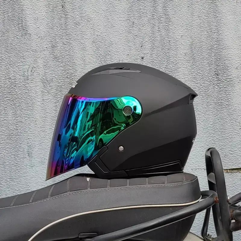 Homens motocicleta metade capacetes lente dupla scooter moto capacete casco aldeia equitação capacete de moto motocross capacetes-JIEKAI