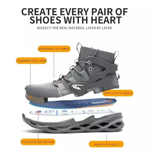 Tênis masculinos leves à prova de punção, sapatos de aço, botas indestrutíveis