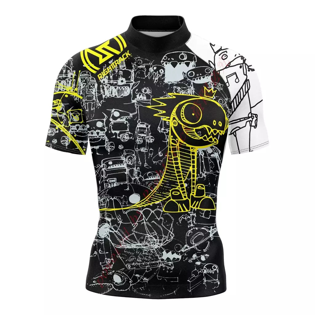 Rashguard dos homens novos Manga Curta Surf Camisas Protetor Solar Lycra Tecido Surf Camisola Proteção UV RightTrack Swimwear