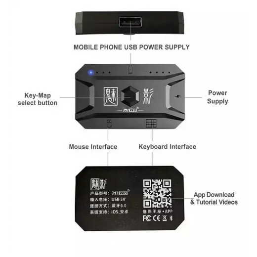 M1 pro controlador de jogo móvel 4 em 1 mouse teclado adaptador conversor bt v5.0 adaptador programável suporte sistema ios android