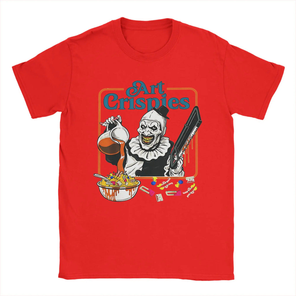 Arte Crispies Terrifier Horror Halloween Filme Homens Camiseta Incrível Camisetas Manga Curta O Pescoço Camisetas 100% Algodão 6XL Tops