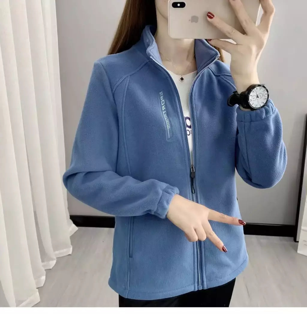 Casacos de lã tamanho grande para mulheres, cardigã quente, roupas esportivas casuais ao ar livre, caminhadas, jogging, ioga, jaquetas femininas, inverno, primavera