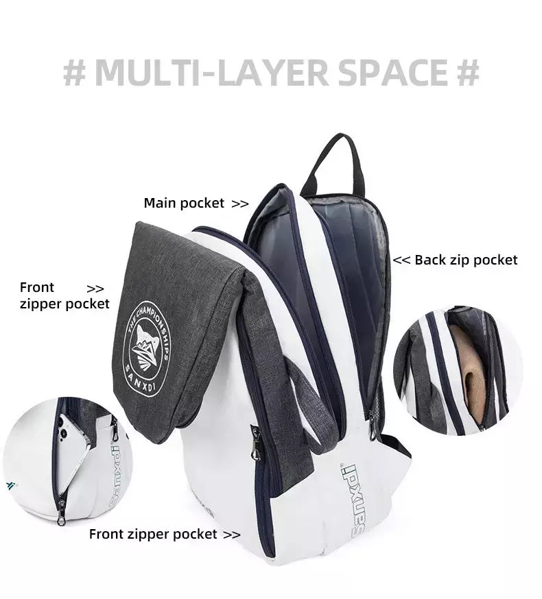 Mochila de remo de tênis dobrável para homens Squash Badminton Racket Bag Bolsa de transporte de raquetebol Sacos esportivos de grande capacidade