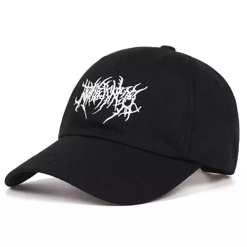 Boné de beisebol com bordado para homens e mulheres, boné de algodão punk e gótico street, esportes ao ar livre, bonés pretos Y2K para pai, moda