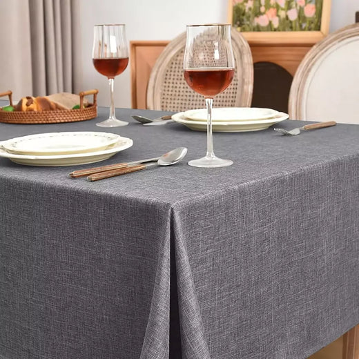 Toalha de mesa de linho algodão retangular vintage, toalha de mesa cáqui e cinza, mesa de jantar, decoração do banquete do Natal e do casamento