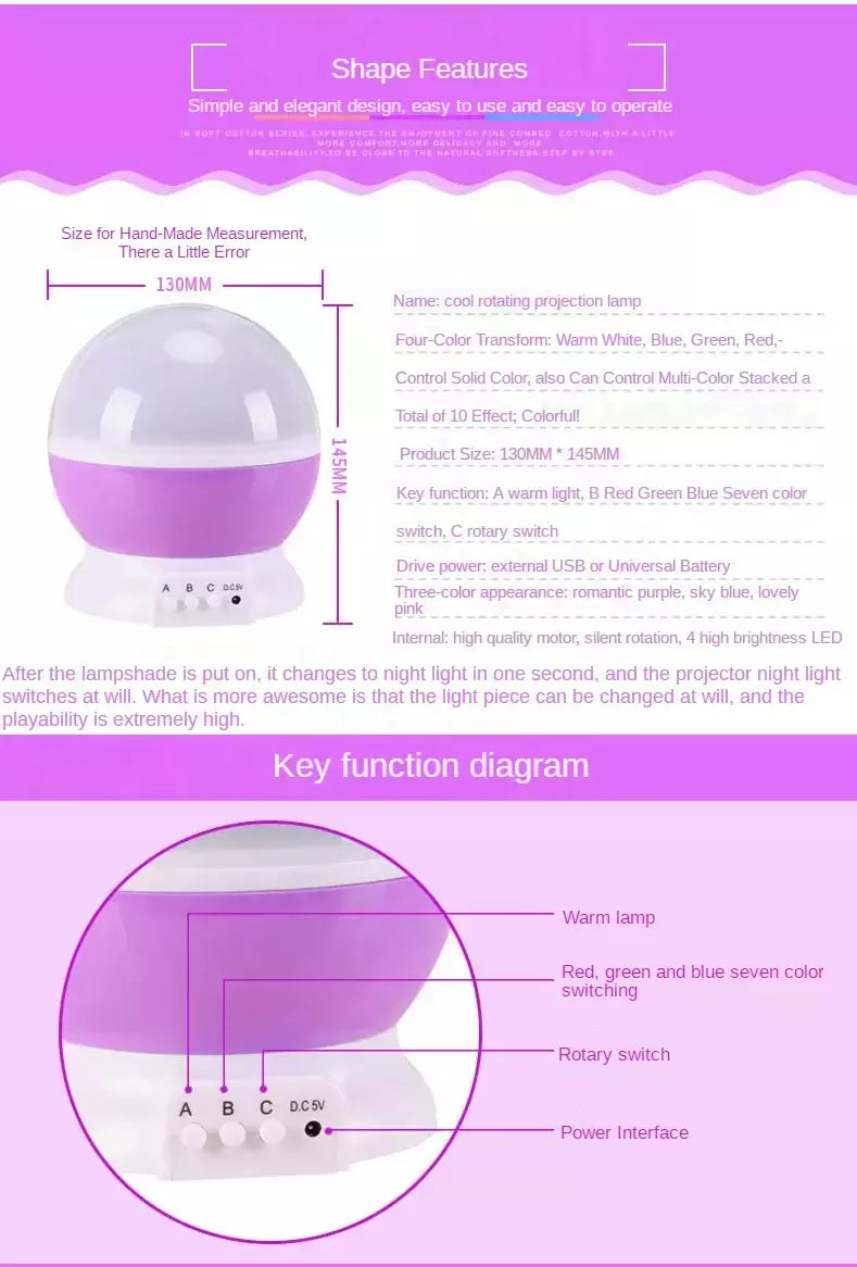 LED Rotating Night Light Projector, Céu Estrelado, Star Master, Crianças, Crianças, Sono, Romântico, USB, Lâmpada, Presentes para Criança