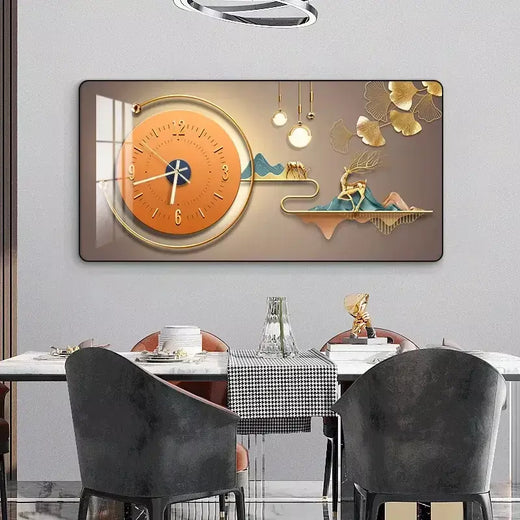 Relógio De Parede De Porcelana De Cristal Para Casa, Pintura Decorativa Retangular, Restaurante simples, Pendurado em Canto Redondo