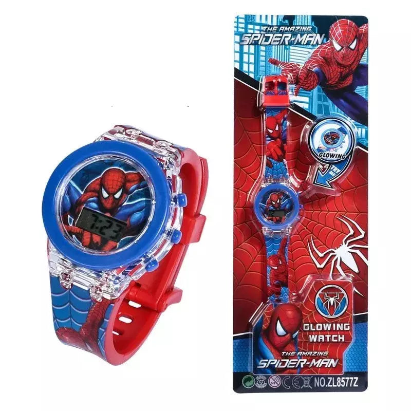 Anime flash luz spiderman crianças relógios para meninos dos desenhos animados tubarão mickey crianças relógio meninas estudante presentes 2026 novo miniso