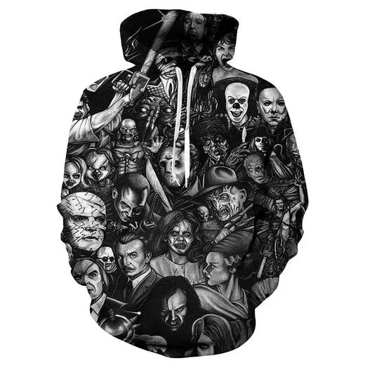 Moletons com capuz grandes para homens e mulheres, pulôver impresso 3D de filmes de terror, moletons legais, personalidade casual, nova chegada