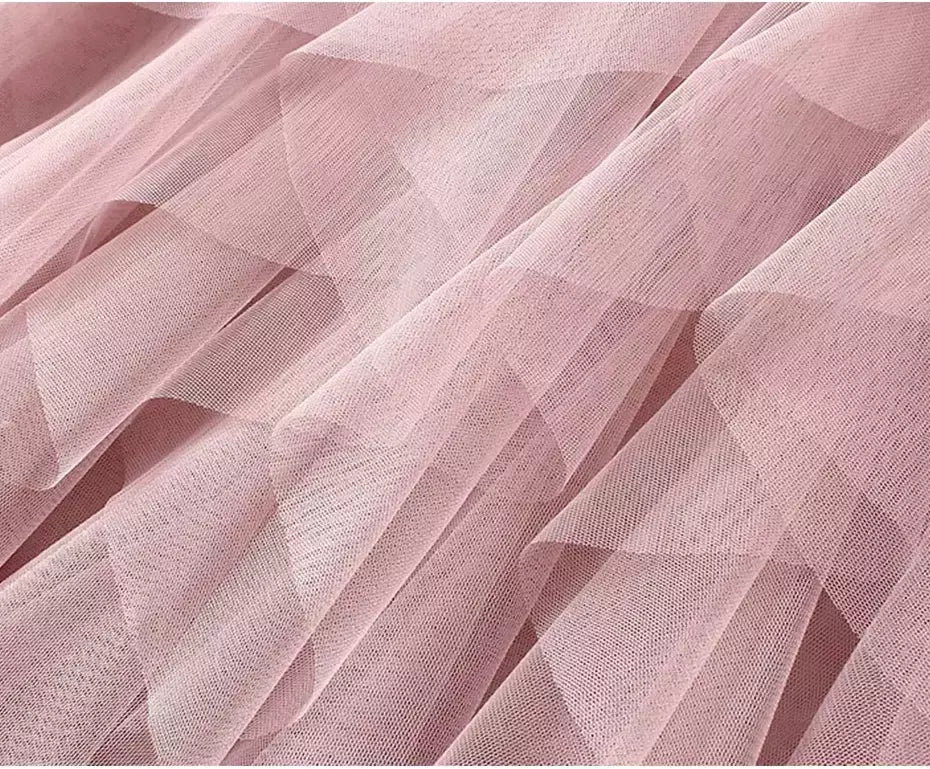 TIGENA-Tutu saia comprida de tule para mulheres, cintura alta, saia plissada, malha, rosa, moda coreana, fofa, estética, feminina, senhora, 2023