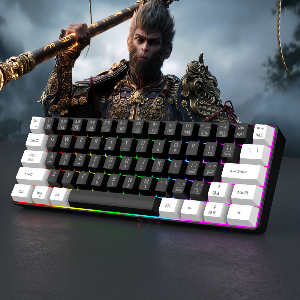 RGB Backlight Wired Mini Teclado Gaming, Ultra Compacto, Impermeável, Pequeno Compacto, 61 Teclas, Fit para PC, Mac Gamers, 60%