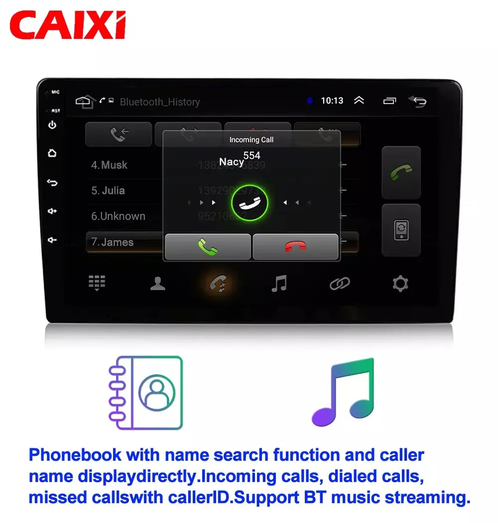 Caixi 7 ''9'' 10 ''8 núcleo android 1din multimídia carro carplay navegação universal gps 1 unidade central din rádio automático áudio estéreo dvd