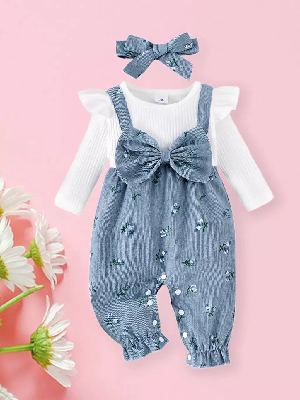 Citgeett outono infantil bebê meninas manga longa macacão floral impressão retalhos arco macacões bonito bandana conjunto de roupas