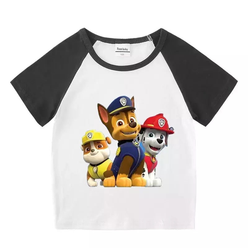 Boys Paw Patrol T-shirt manga curta Top e Shorts Set, bebê meninos roupas, roupas dos desenhos animados, terno verão, novo conjunto infantil, 2022, 2pcs
