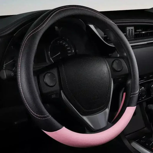 1pc novo couro do plutônio emenda couro antiderrapante usar quatro estações universal capa de volante preto rosa