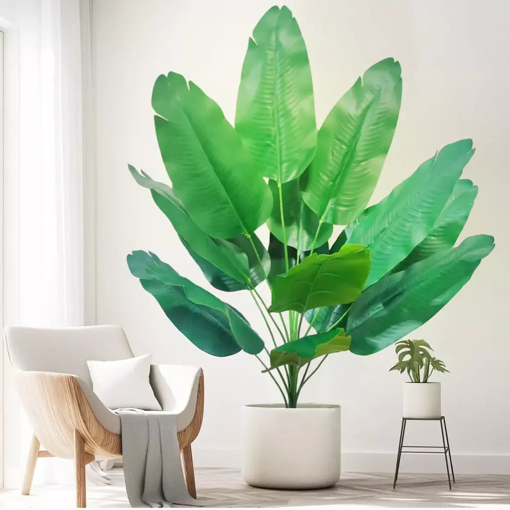 65-125cm/47.2in grande palmeira tropical falso banana planta folhas toque real strelitzia reginae planta de plástico para casa jardim