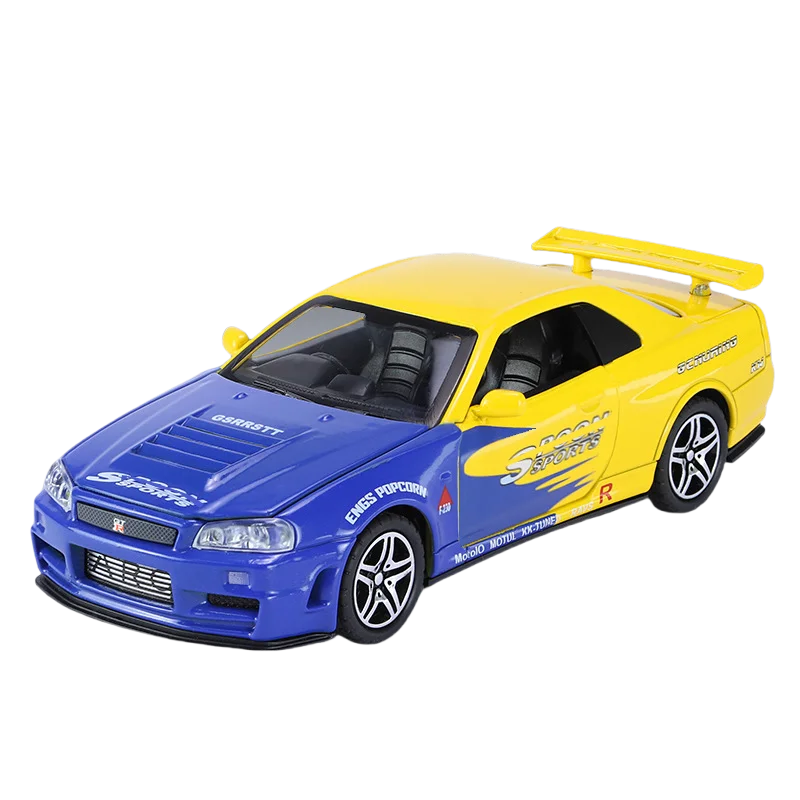 1:32 gtr r34 skyline simulação de liga rápida modelo de carro diecasts & veículos de brinquedo e carros furiosos decoração brinquedos para crianças menino