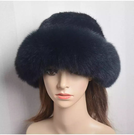 Chapéu de pele de vison genuíno para mulheres gorro de malha natural de luxo chapéu de malha artesanal pele de raposa real moda inverno quente, novo