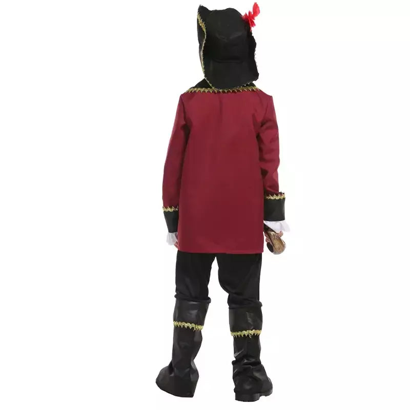 Menino cosplay piratas marinheiro traje terno com pirata tricórnio chapéu capitão jack cosplay conjunto com renda para o natal ano novo