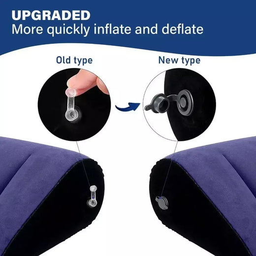 Travesseiro de silicone reunido em pvc, azul + preto, triângulo, cilindro, cunha, travesseiro inflável, macio, almofada relaxante, casa