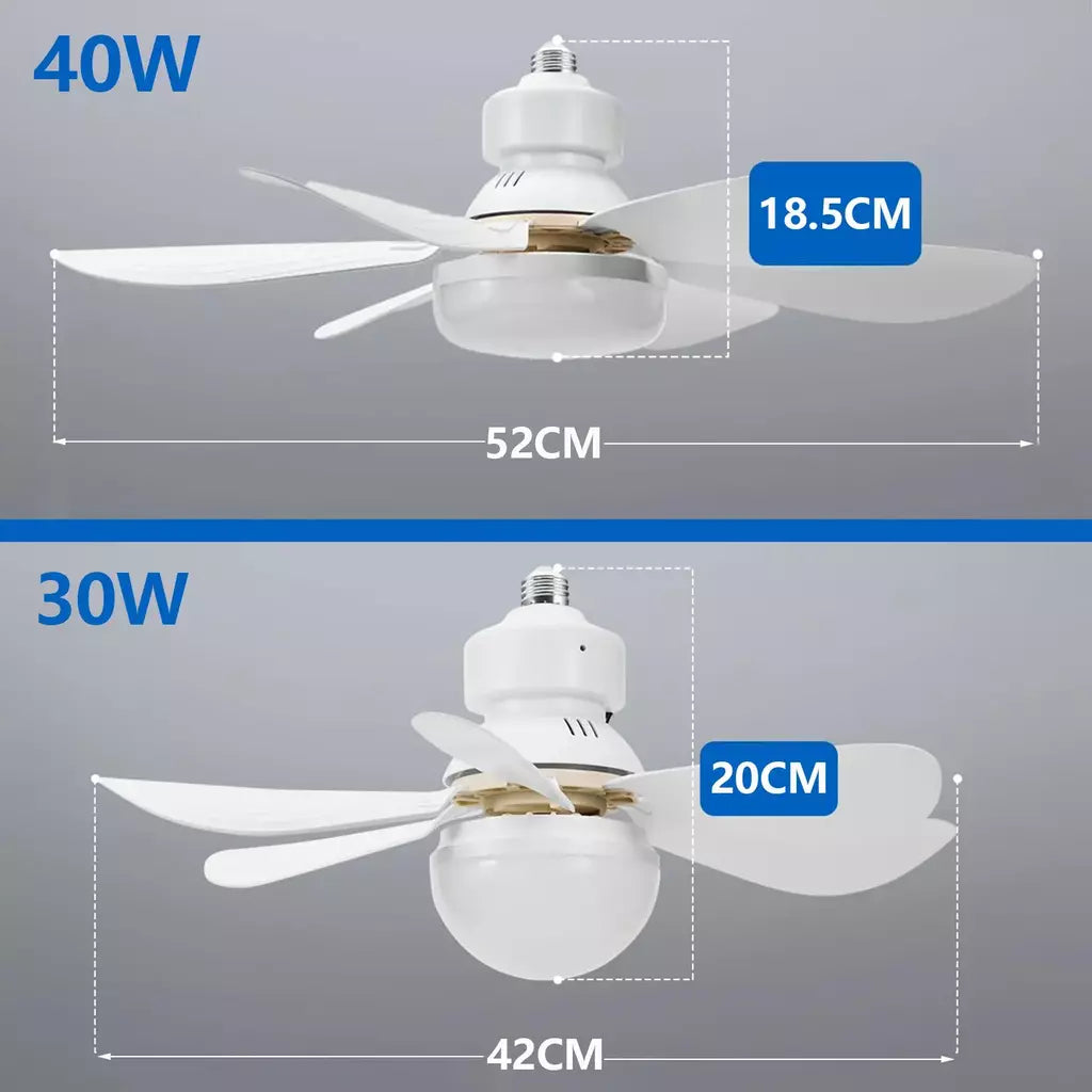 Ventilador de teto LED 40W E27 com controle remoto para escurecimento, adequado para sala de estar, estudo, uso doméstico, 85-265V