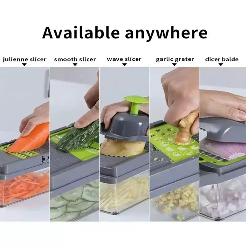Cortador de vegetais multifuncional, ferramenta de cozinha, picador de alimentos 5 em 1 para tomate, cenoura, queijo, cebola, fatiador portátil, ralador