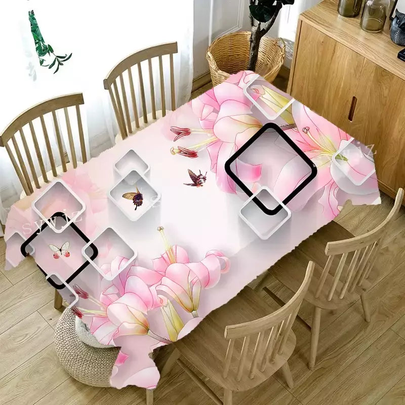 3D Butterfly Flower Printing Toalhas De Mesa Retangulares, Toalha De Mesa Anti-mancha para Mesa, Decoração De Casamento, Mesas De Café, Decoração