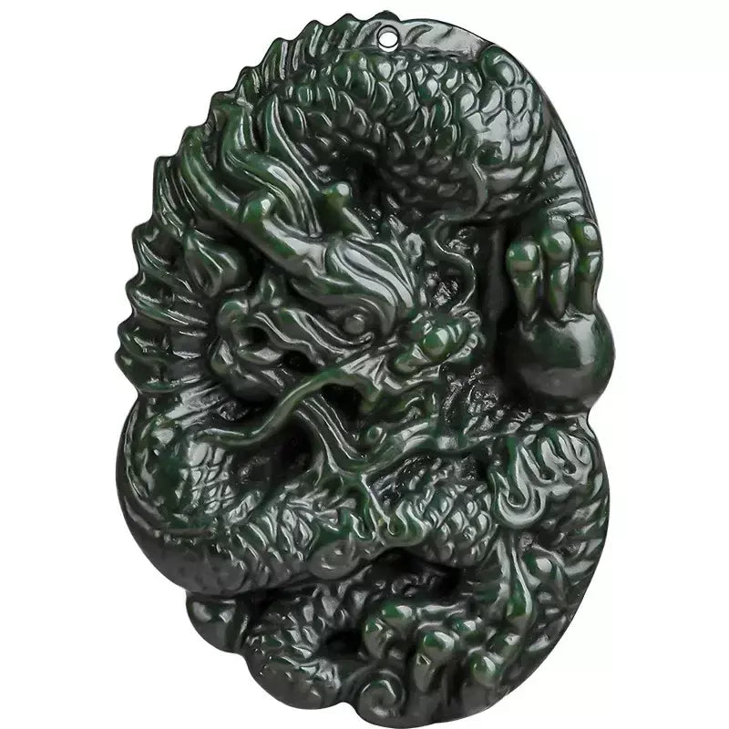 Velho hotan jade ciano pingente jadeite dragão rei marca zodíaco colar dominador masculino mão esculpida jóias presente high-end