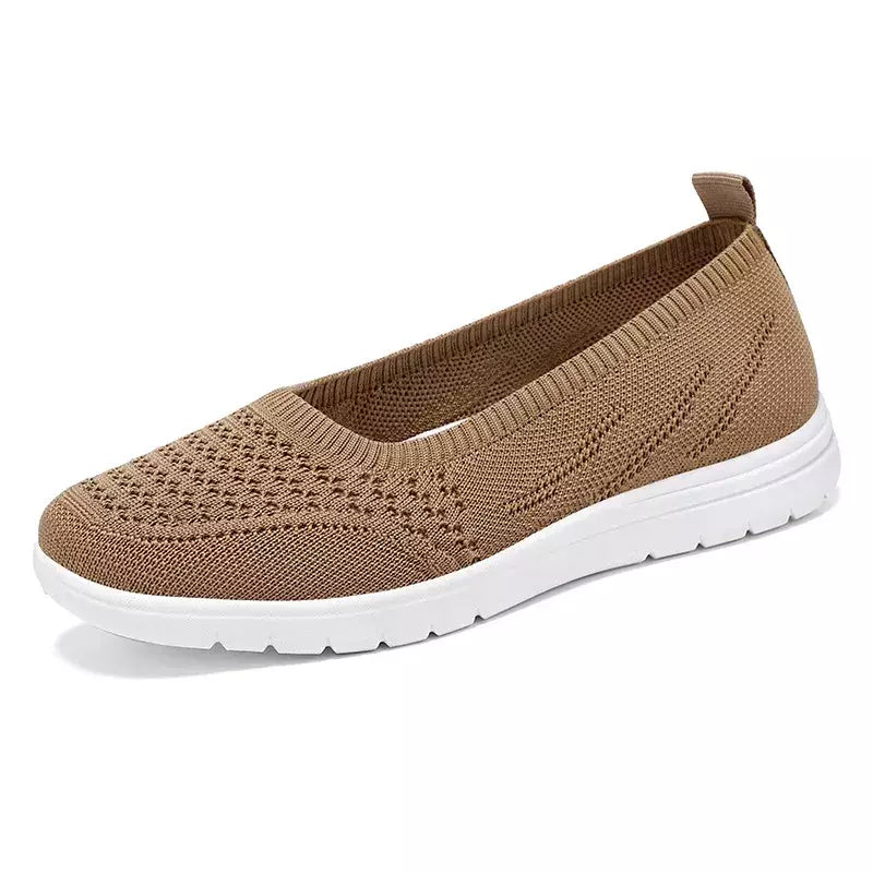 Sandálias de plataforma antiderrapante para mulheres, mocassins respiráveis, sapatos de caminhada casuais, monocromáticos, deslizantes, malha, moda, verão