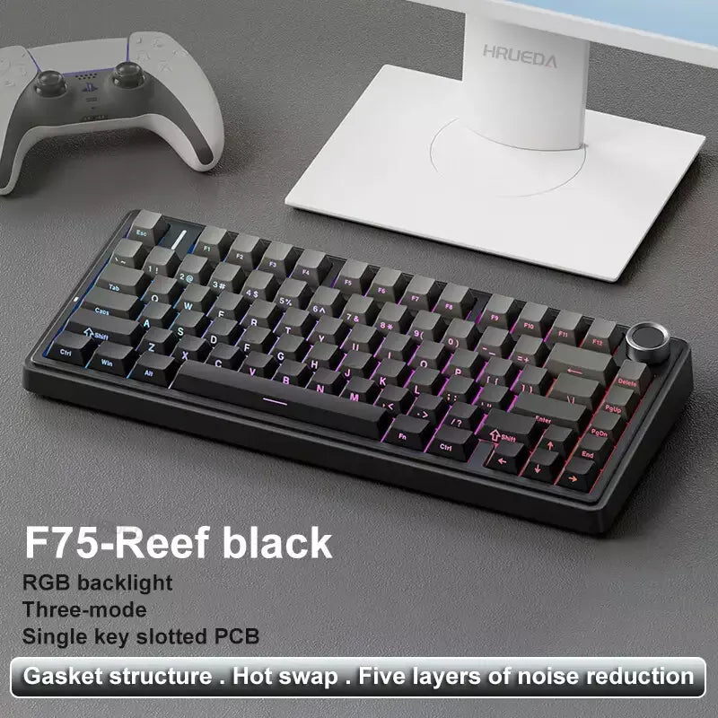 AULA F75 2.4G Teclado mecânico para jogos sem fio/Bluetooth/com fio RGB personalizado 75% layout OEM estrutura de junta de perfil