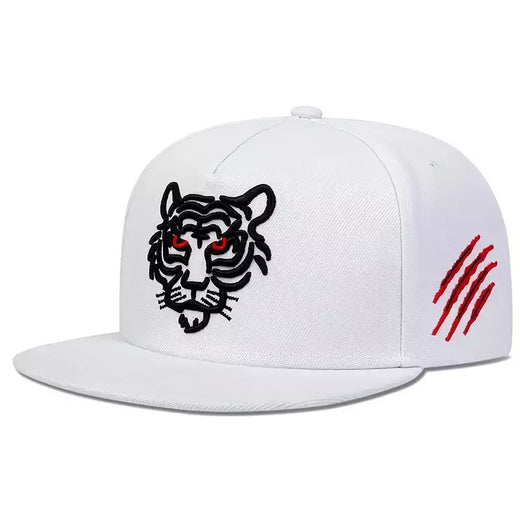 Boné masculino bordado tigre, chapéu snapback de algodão, ajuste adulto, sol casual ao ar livre, moda hip-hop, osso