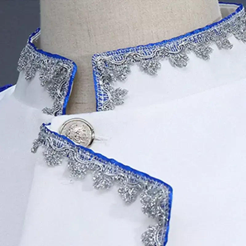 (Jaqueta e calça) masculino tribunal britânico banquete vestido emendado terno 2024 novo masculino festa de casamento prata borda de seda blazer e calças