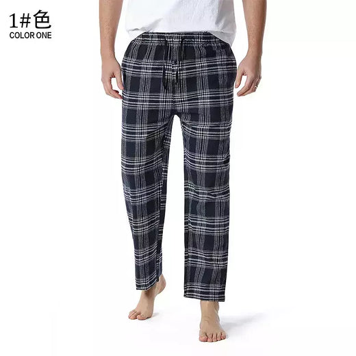Branco preto xadrez pijama calças inferiores homens relaxando confortável macio algodão flanela casa wear respirável flanela pijama homme