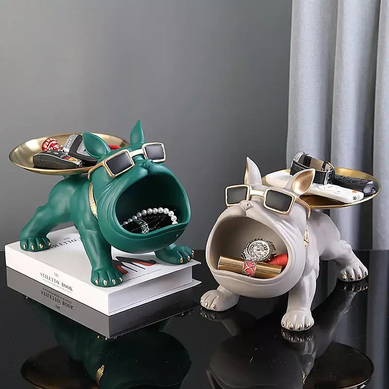 30cm decoração de casa estatueta bulldog estátua do cão caixa armazenamento ornamento animal resina artesanato arte escultura estatueta casa filhote de cachorro escultura