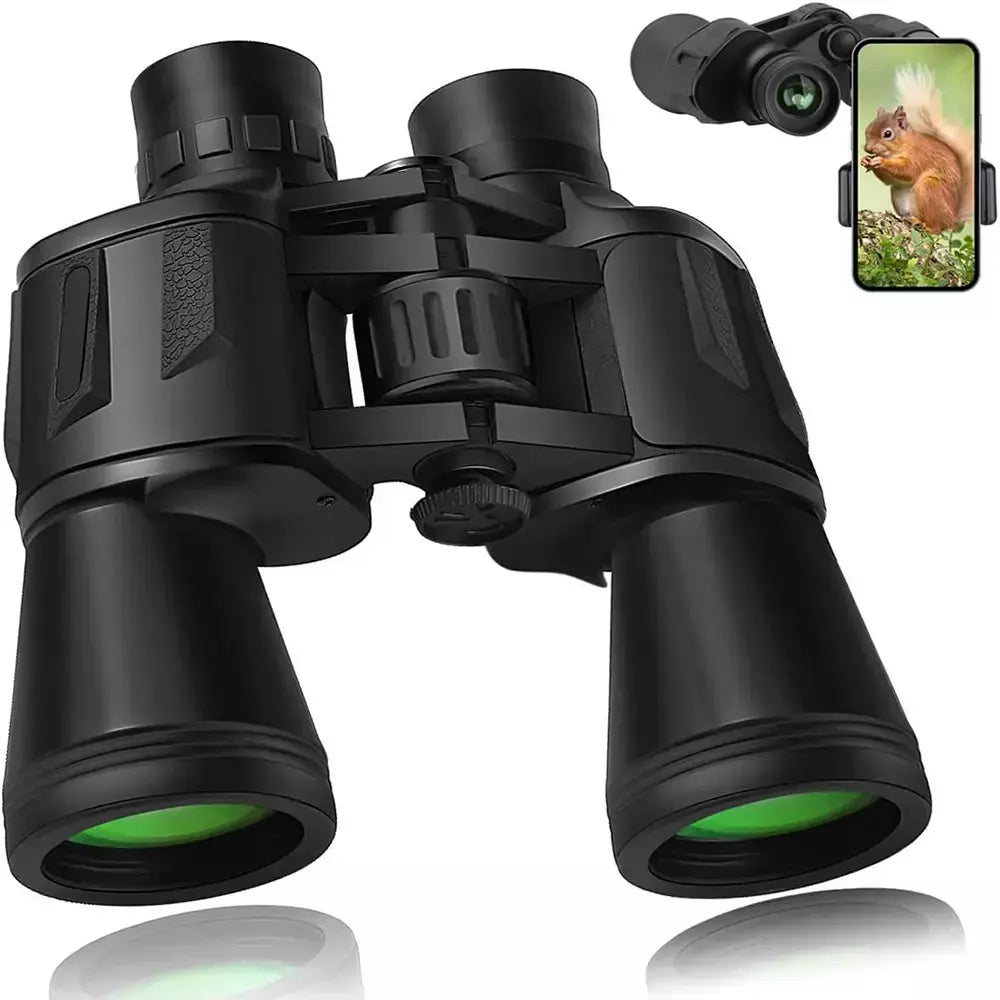 Binóculos militares 20x50 para adultos com adaptador de smartphone com prisma BAK4 Lente FMC Telescópio Binóculos táticos para caminhadas