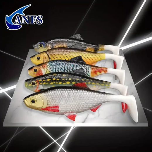Anfs 2 pçs kit de pesca macia 3d 14cm/5.5 Polegada isca artificial shad pique poleiro zander bagre equipamento de pesca isca artificial