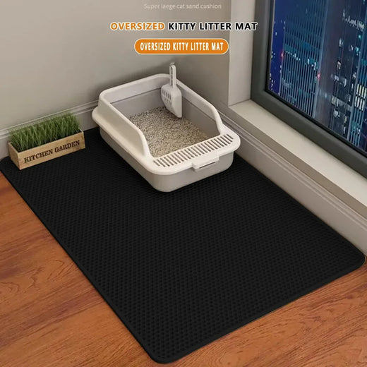 Impermeável Double Layer Pet Litter Mat, Cat Litter Box, Pet WC, Antiderrapante, Areia, Lavável, Limpo, 90x60cm