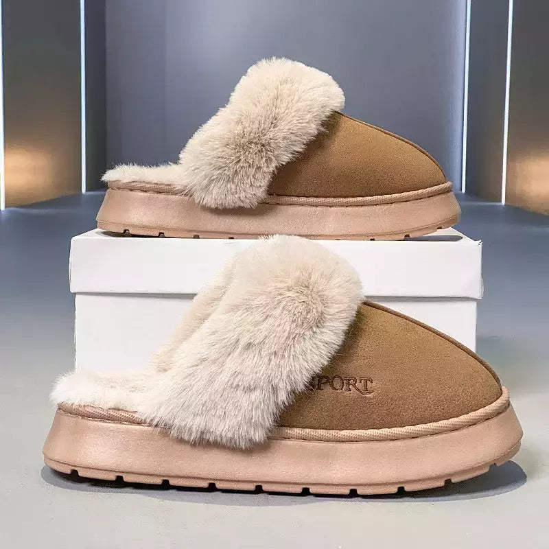 Chinelos de algodão antiderrapante confortáveis para homens e mulheres, sapatos de pelúcia quente para casa, interior, exterior, quarto, inverno